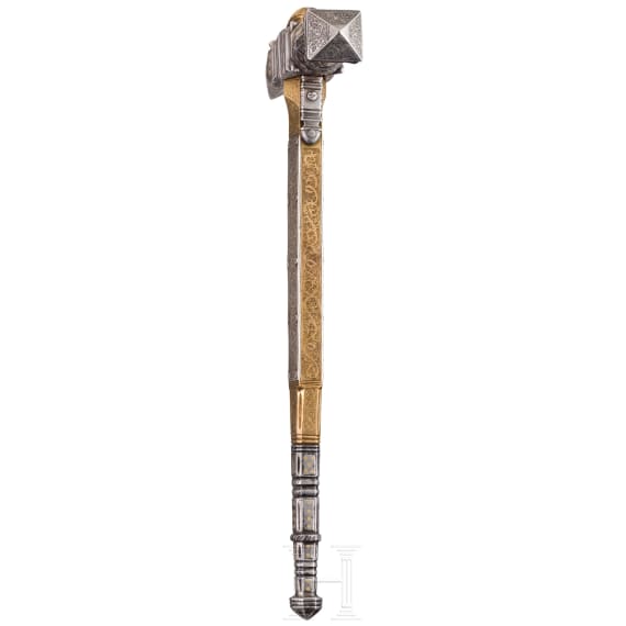 A Nuremberg ceremonial war hammer, dated 1581