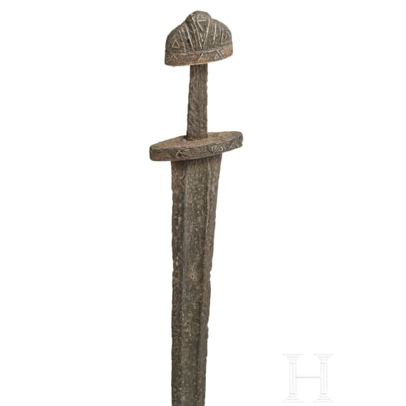 A northern European Viking sword with silver wire inlays, 10th century