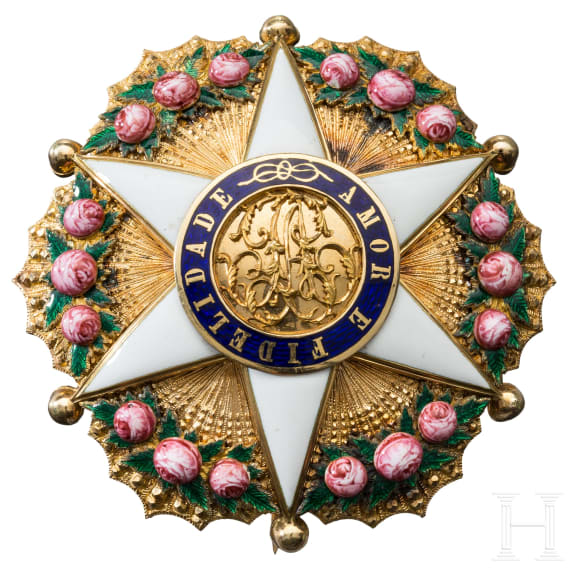 Kaiserlicher Rosen-Orden (Ordem Imperial da Rosa) - Bruststern der Offiziere in Etui