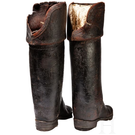 A pair of German or French cuirassier's boots, early 18th century