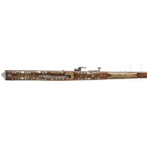 An important mother-of-pearl-inlaid matchlock-musket, Dresden, circa 1580/90