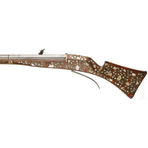 An important mother-of-pearl-inlaid matchlock-musket, Dresden, circa 1580/90