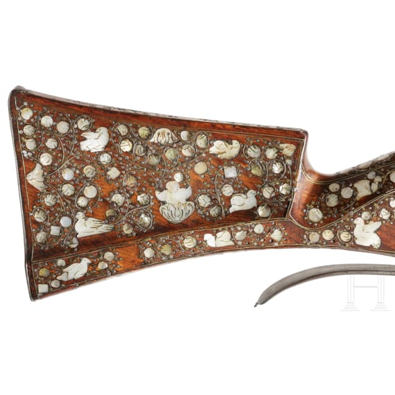 An important mother-of-pearl-inlaid matchlock-musket, Dresden, circa 1580/90