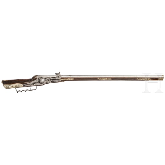 A military wheel-lock rifle by Balthasar Dressler in Dresden, dated 1596