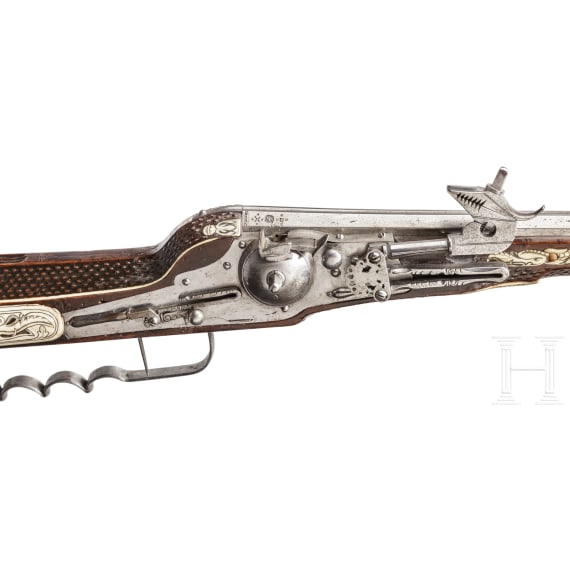 A military wheel-lock rifle by Balthasar Dressler in Dresden, dated 1596