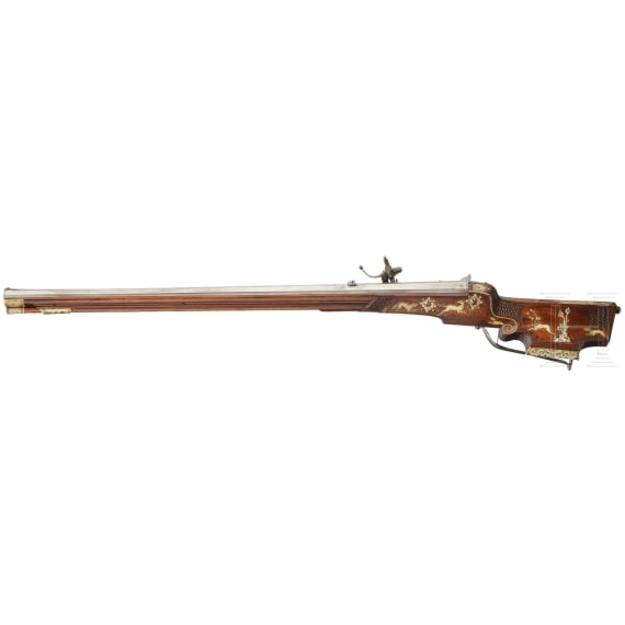 A South German wheellock rifle from the armoury of the princes of Salm-Reifferscheidt, dated 1649