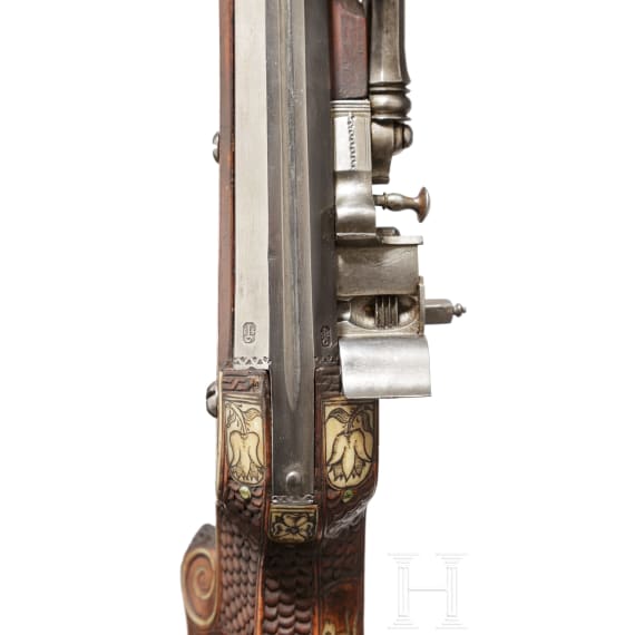 A South German wheellock rifle from the armoury of the princes of Salm-Reifferscheidt, dated 1649