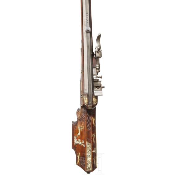 A South German wheellock rifle from the armoury of the princes of Salm-Reifferscheidt, dated 1649