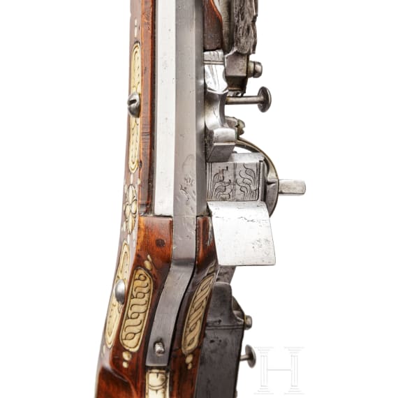 A Silesian wheel-lock teschinke with brass adorned lock, circa 1650