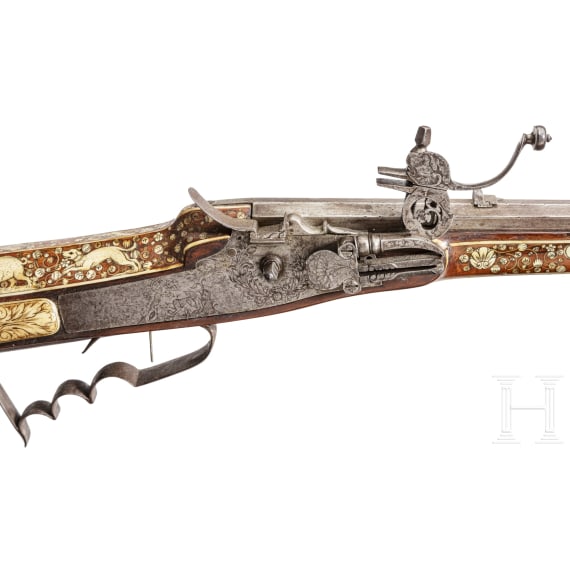 A profusely inlaid Silesian wheel-lock hunting rifle, circa 1700