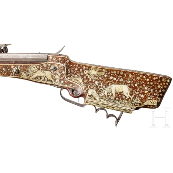 A profusely inlaid Silesian wheel-lock hunting rifle, circa 1700