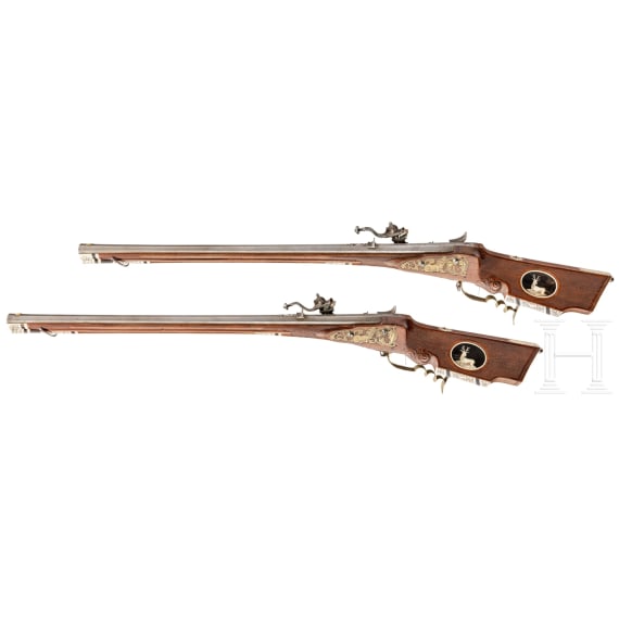 A pair of bone-inlaid wheellock rifles by Joseph Mair in Innsbruck, circa 1720/30