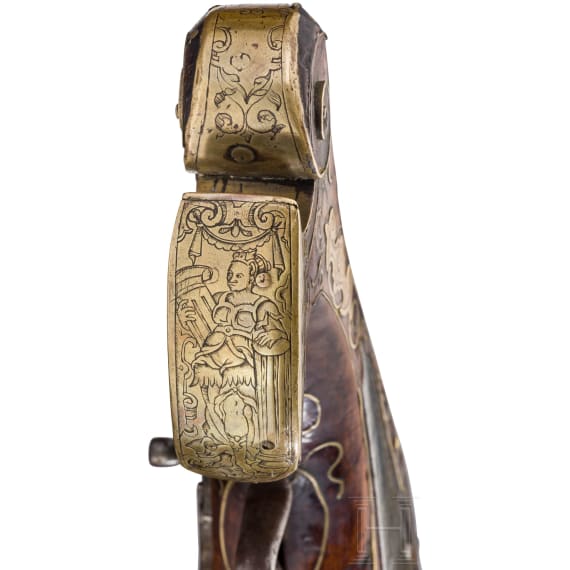 A rare mortar-wheellock pistol with a bronze barrel, Nuremberg, circa 1590