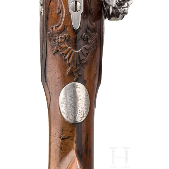 A silver-mounted flintlock rifle, Friedrich Ostermann, Copenhagen, circa 1710/20