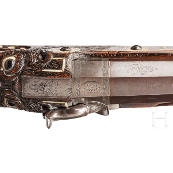 A significant heavy percussion target rifle, Leipzig, dated 1734