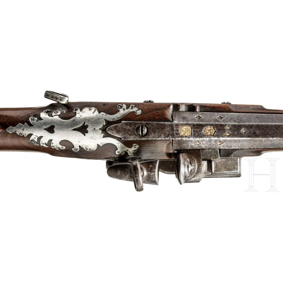 A Spanish silver-mounted Miquelet flintlock shotgun, 18th century