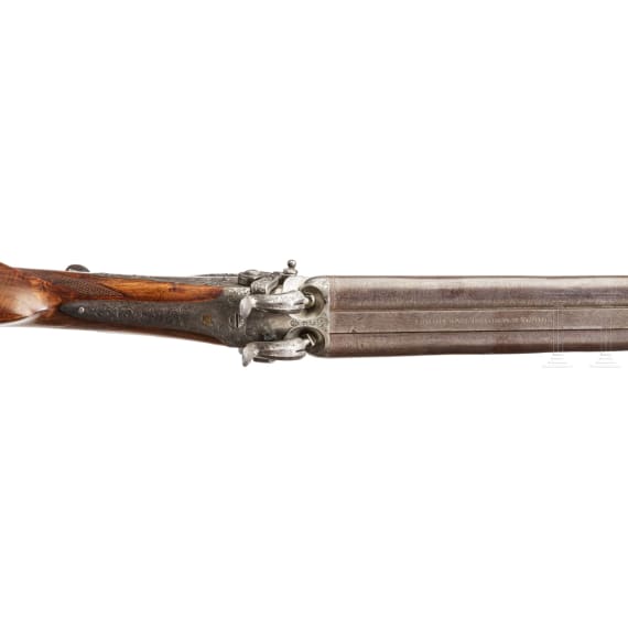 A side-by-side percussion shotgun by Barella, Magdeburg, with an imperial dedication