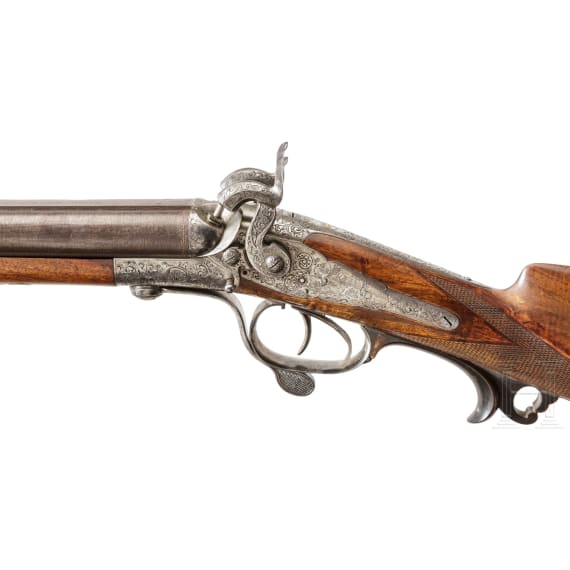 A side-by-side percussion shotgun by Barella, Magdeburg, with an imperial dedication