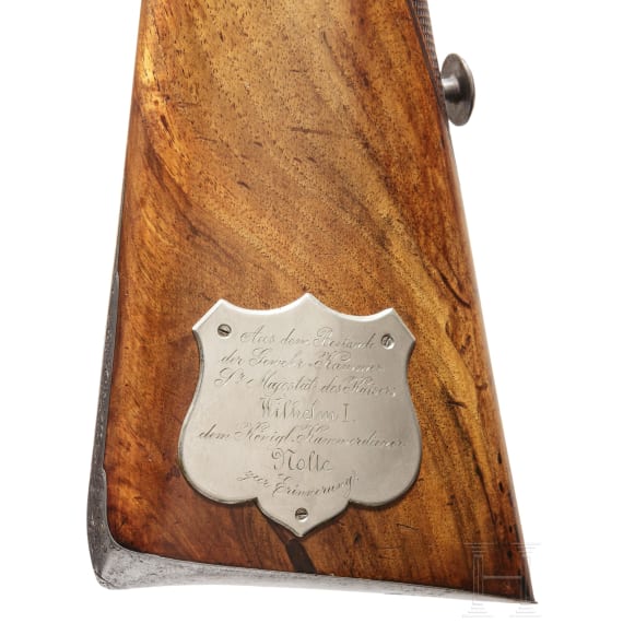 A side-by-side percussion shotgun by Barella, Magdeburg, with an imperial dedication