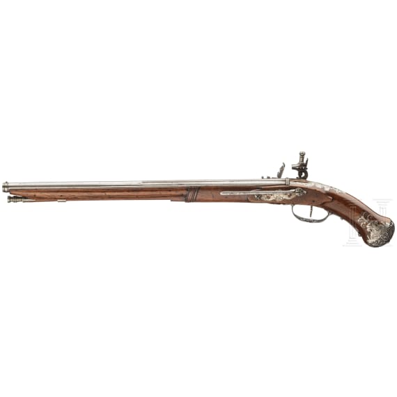 A long North-German or Dutch silver-inlaid flintlock pistol, circa 1660