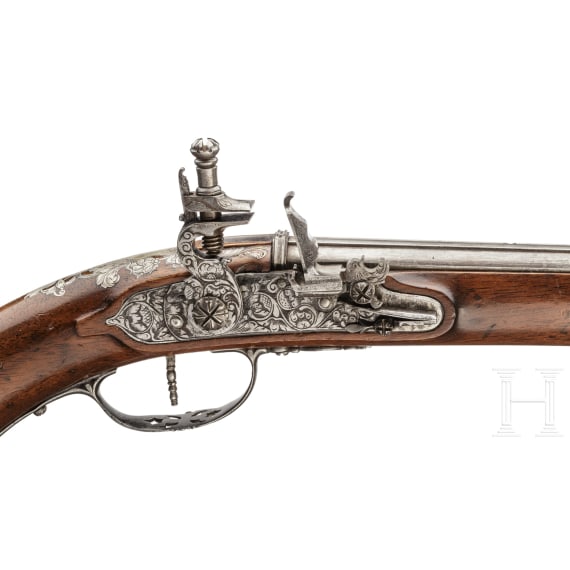 A long North-German or Dutch silver-inlaid flintlock pistol, circa 1660