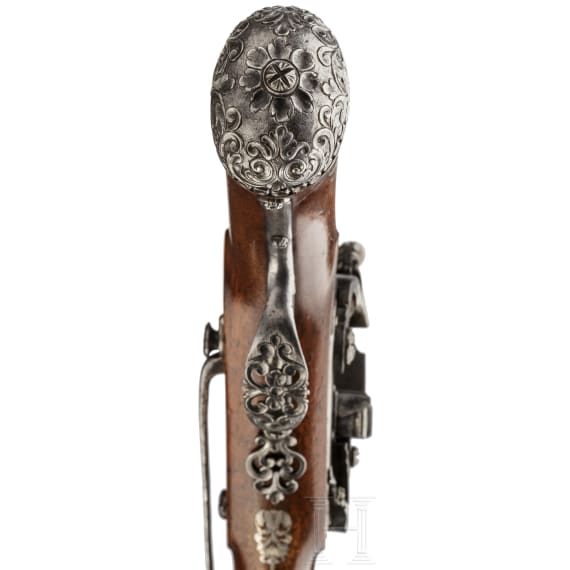 A long North-German or Dutch silver-inlaid flintlock pistol, circa 1660