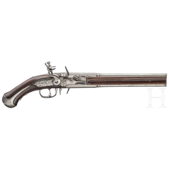 A rare German four-shot flintlock wender pistol for superimposed charges, circa 1660/70