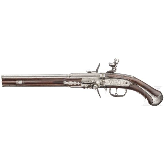 A rare German four-shot flintlock wender pistol for superimposed charges, circa 1660/70