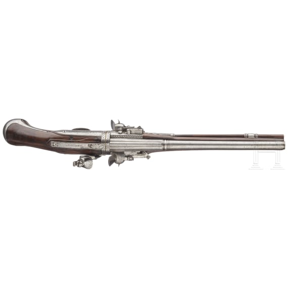A rare German four-shot flintlock wender pistol for superimposed charges, circa 1660/70