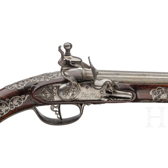 A long flintlock pistol, Andrea Medicina, Brescia, circa 1670