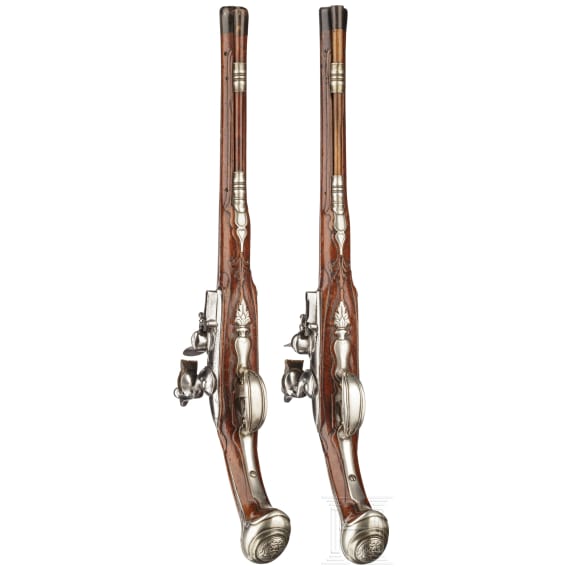 A pair of flintlock pistols from the armoury of Ernest Louis, Landgrave of Hesse-Darmstadt (1667 - 1739), Friedrich Osterman in Copenhagen, circa 1700