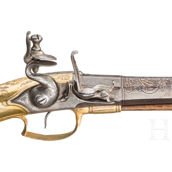 Ernst Ludwig Landgrave of Hesse-Darmstadt (1667 - 1739) - an all-metal flintlock pistol, Wittemann, Gie&szlig;en, circa 1720