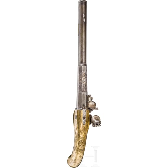 Ernst Ludwig Landgrave of Hesse-Darmstadt (1667 - 1739) - an all-metal flintlock pistol, Wittemann, Gie&szlig;en, circa 1720