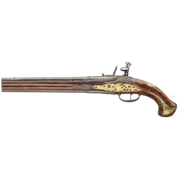 Lange Steinschloss-Bockpistole, Johann Jacob Behr, L&uuml;ttich, um 1720/30