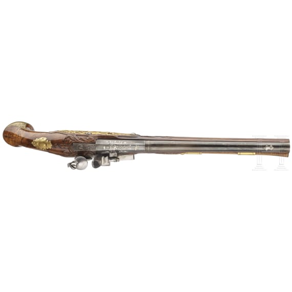 Lange Steinschloss-Bockpistole, Johann Jacob Behr, L&uuml;ttich, um 1720/30