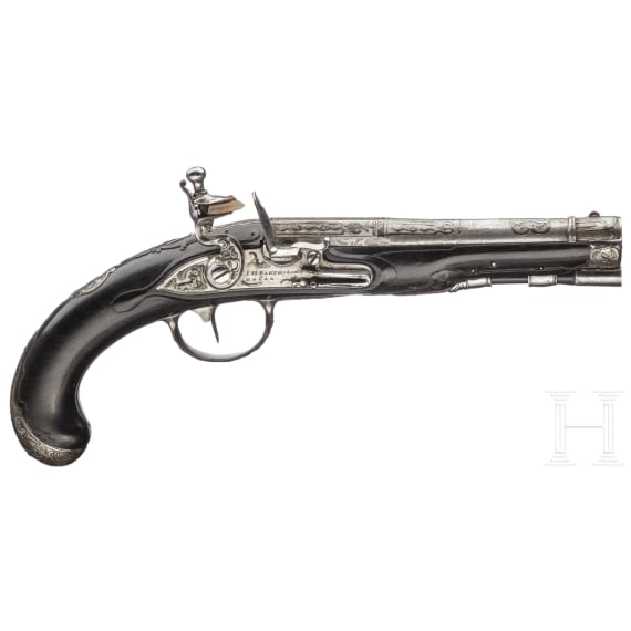 A traveller's flintlock pistol by J.H. Bartholom&auml;us in Zella, ca. 1760