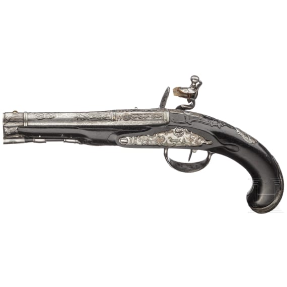A traveller's flintlock pistol by J.H. Bartholom&auml;us in Zella, ca. 1760