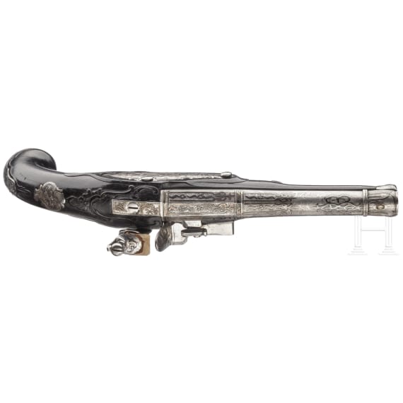 A traveller's flintlock pistol by J.H. Bartholom&auml;us in Zella, ca. 1760