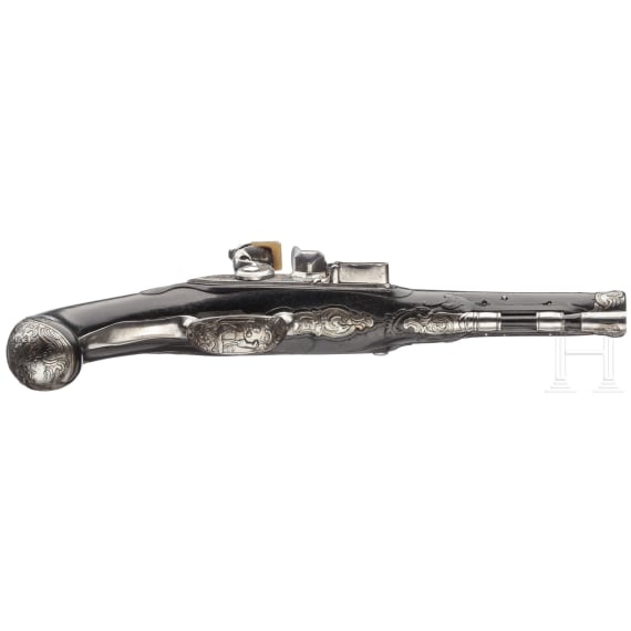 A traveller's flintlock pistol by J.H. Bartholom&auml;us in Zella, ca. 1760