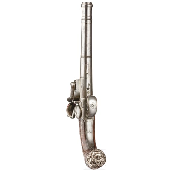 A pair of British Queen Anne flintlock pistols, Wilson (London), circa 1760