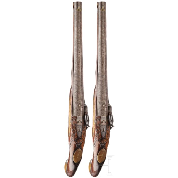 A pair of percussion pistols by Johann Christoph Kuchenreuter, Steinweg near Regensburg, ca. 1780
