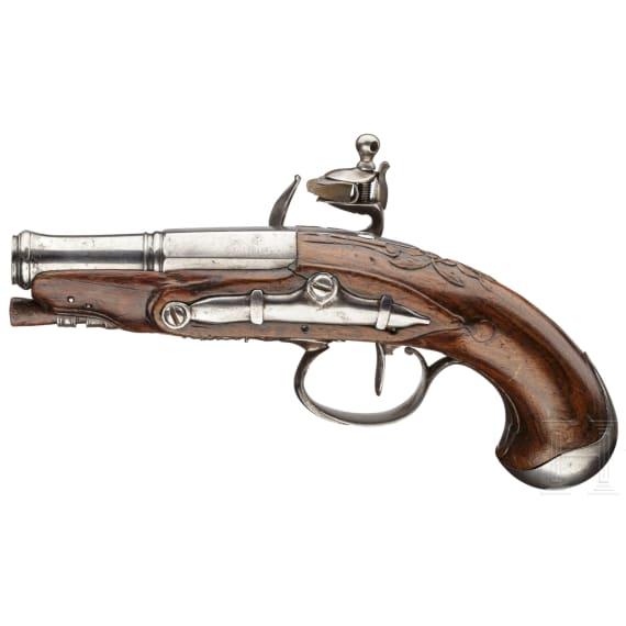 A French flintlock pocket pistol, circa 1780