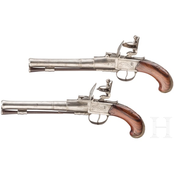 A pair of flintlock travel pistols, Turin, ca. 1780