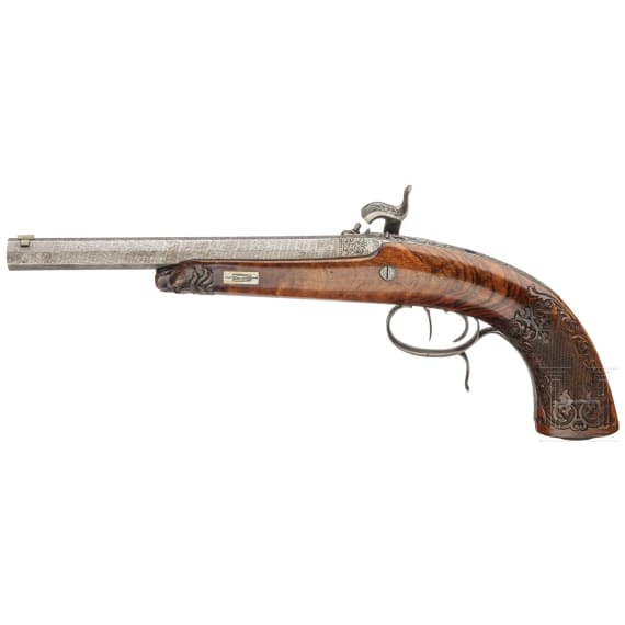 A percussion pistol with oval bore by Heinrich Ludwig Rasch in Brunswick, ca. 1840