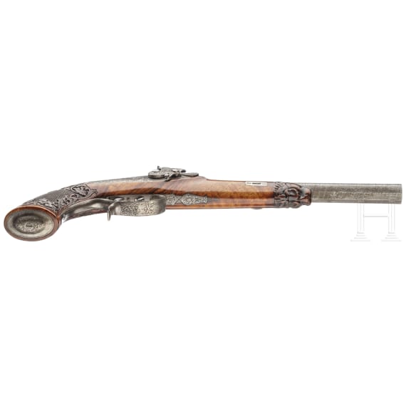 A percussion pistol with oval bore by Heinrich Ludwig Rasch in Brunswick, ca. 1840