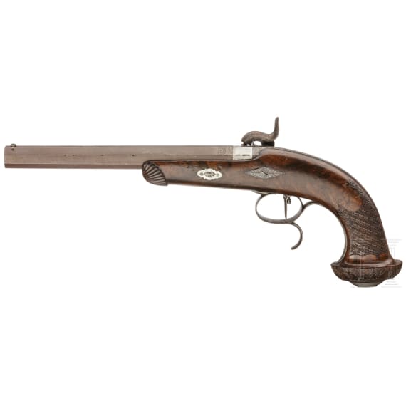 A French percussion pistol, Merieux &agrave; St. Etienne, circa 1840