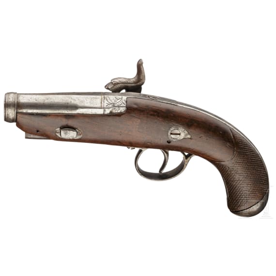 A percussion pistol similar to a Deringer, Eibar, dated 1849