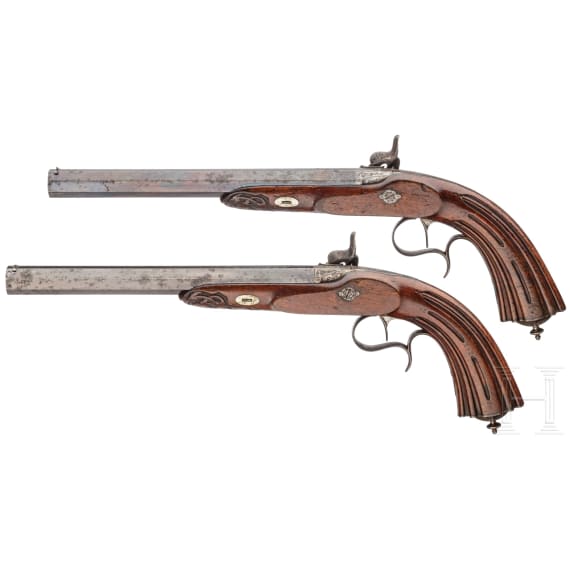 A pair of cased percussion pistols by Devisme, Paris, circa 1850