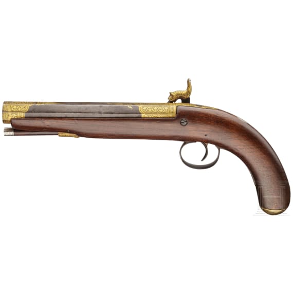 An Indian gold-damascened percussion-pistol, 2nd half of the 19th century