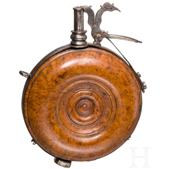 H&ouml;lzerne Pulverflasche, deutsch, um 1650